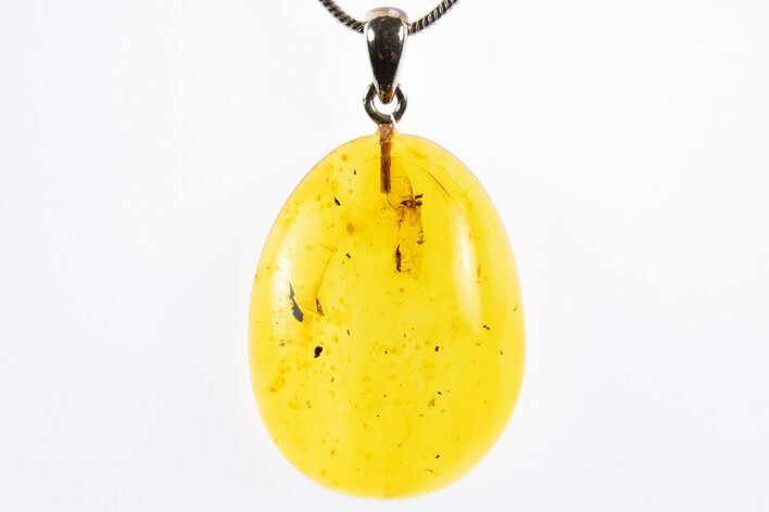 Polished Baltic Amber Pendant (Necklace) - Contains Three Flies! #322022